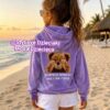 Bluza welurowa z kapturem z motywem misia