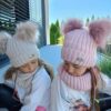 Zestaw zimowy czapka i komin dwa pompony