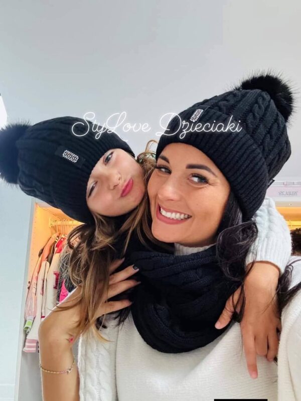 Zestaw zimowy czapka i komin warkocz