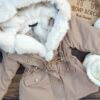 Kurtka zimowa parka - duże białe futro