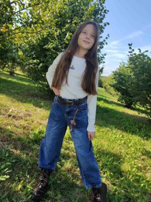Jeansowe balony z paskiem